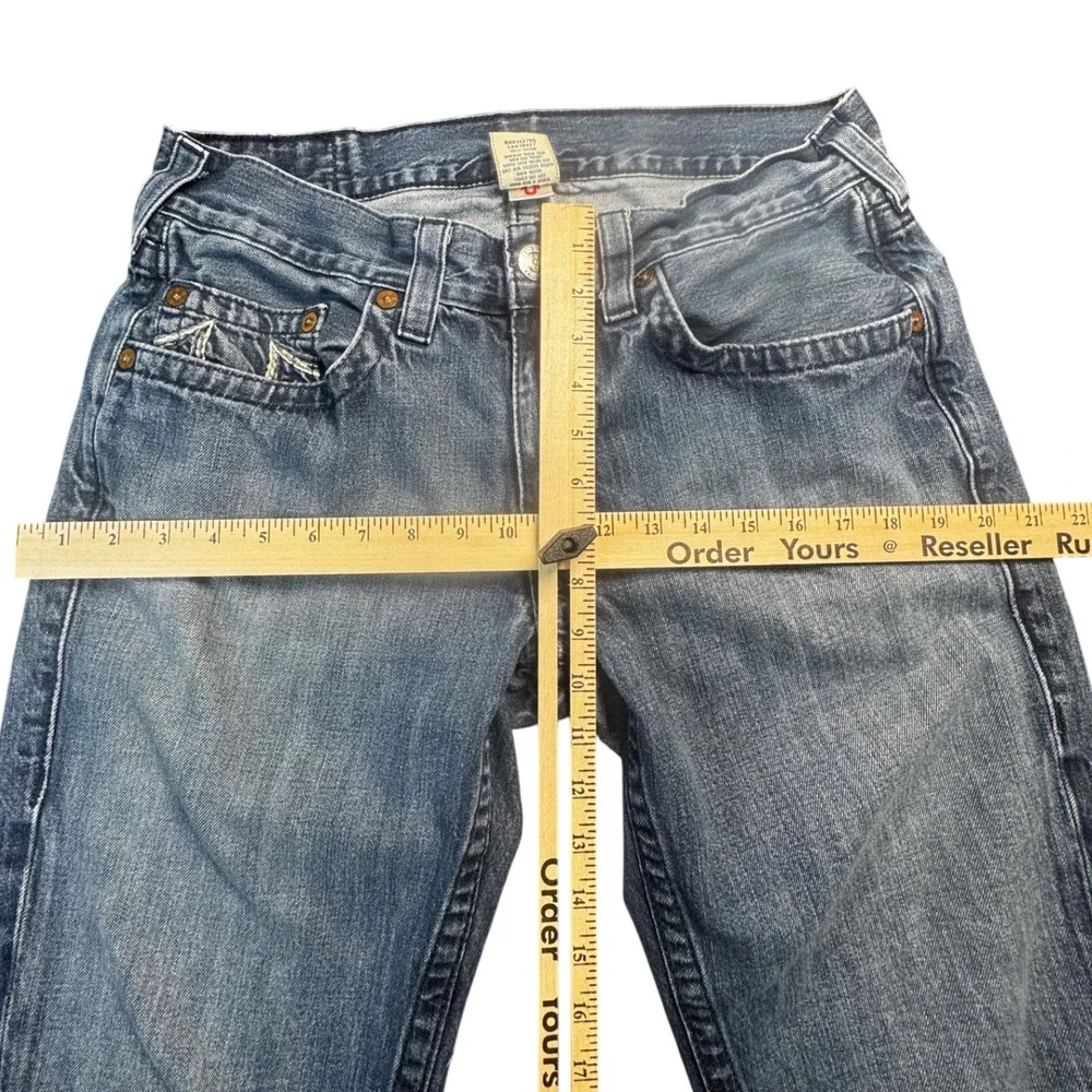 True Religion Ricky Straight Jeans Men 34 Blue Medium Wash Made in USA Horseshoe